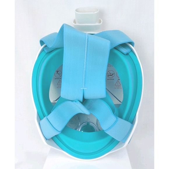 Full Face Snorkel Mask Set with Panoramic Anti-Fog Goggles White/Turquoise - Picture 4 of 4